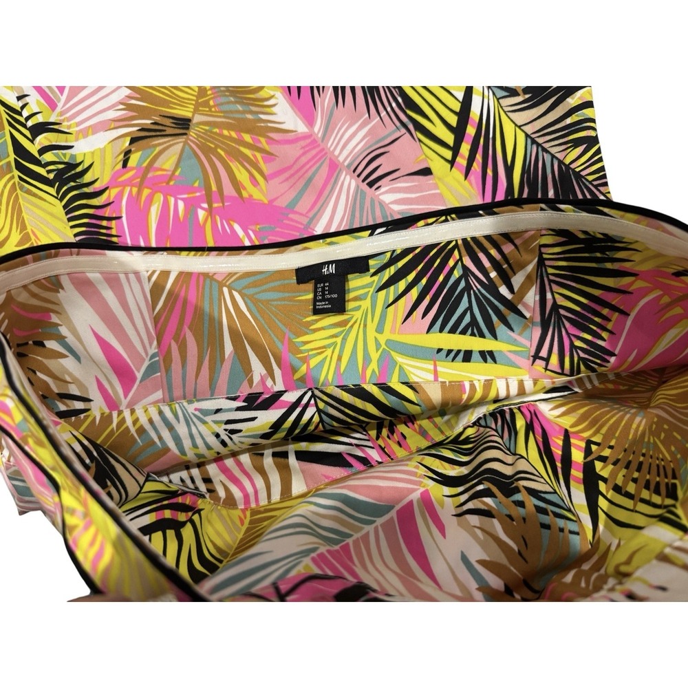H&M‎ Strapless Tropical Palm Print Dress Size 14 Sweetheart A-Line - Picture 8 of 16